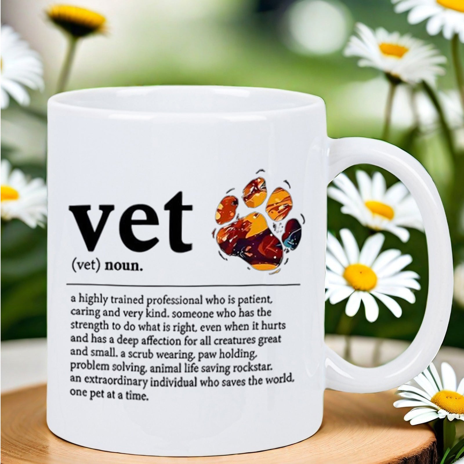 Tailorly White Ceramic 11 oz Mug - Vet Artistic Patterned Animal Footprint Silhouette Design For Home Decor Paw