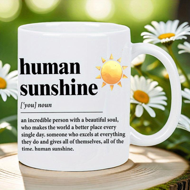 Tailorly White Ceramic 11 oz Mug - Human Sunshine Bright Yellow Glowing Sun Icon On Pristine Ceramic Surface Mug