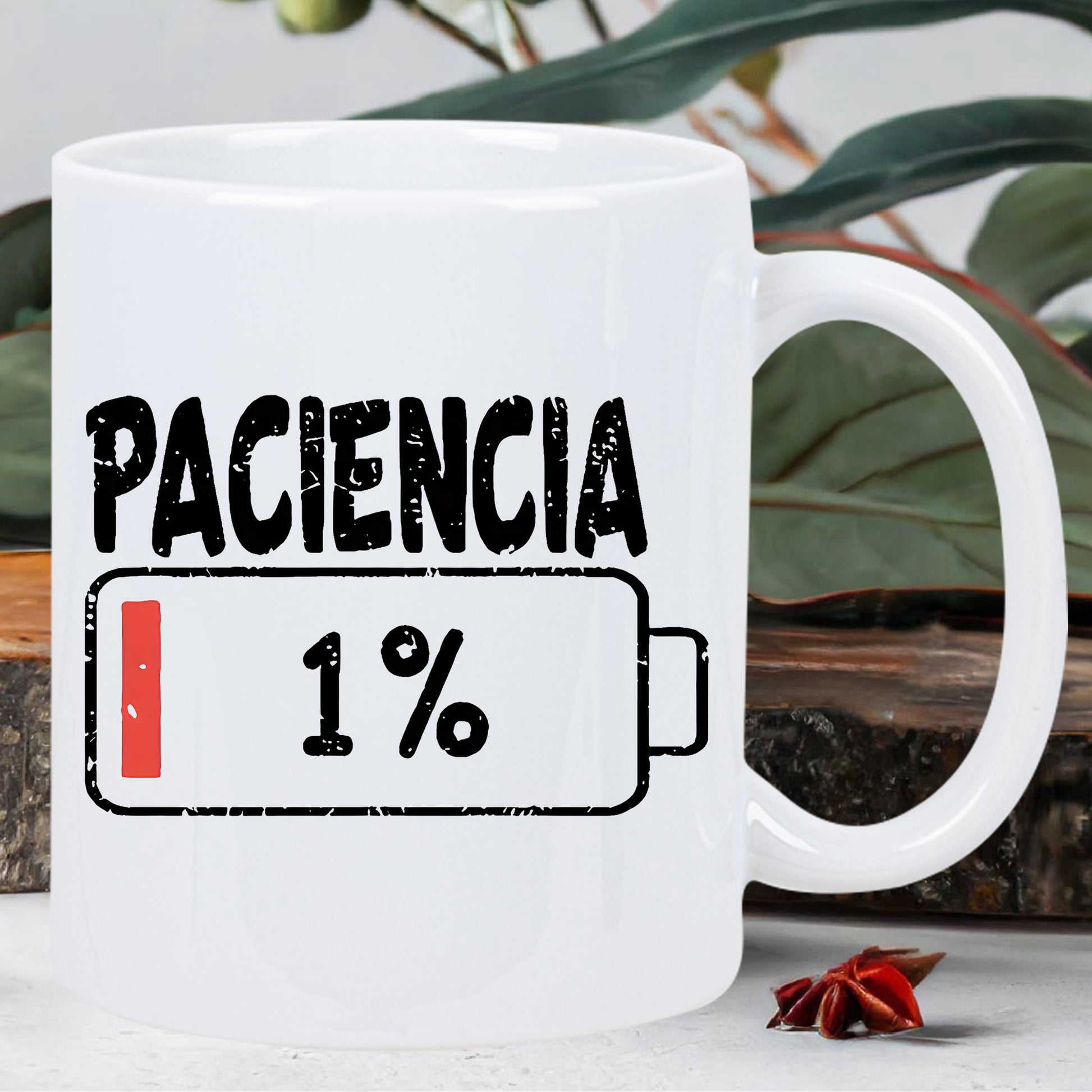 Tailorly White Ceramic 11 oz Mug - Low Power Digital Symbol With Distressed Texture And Minimal Energy Battery