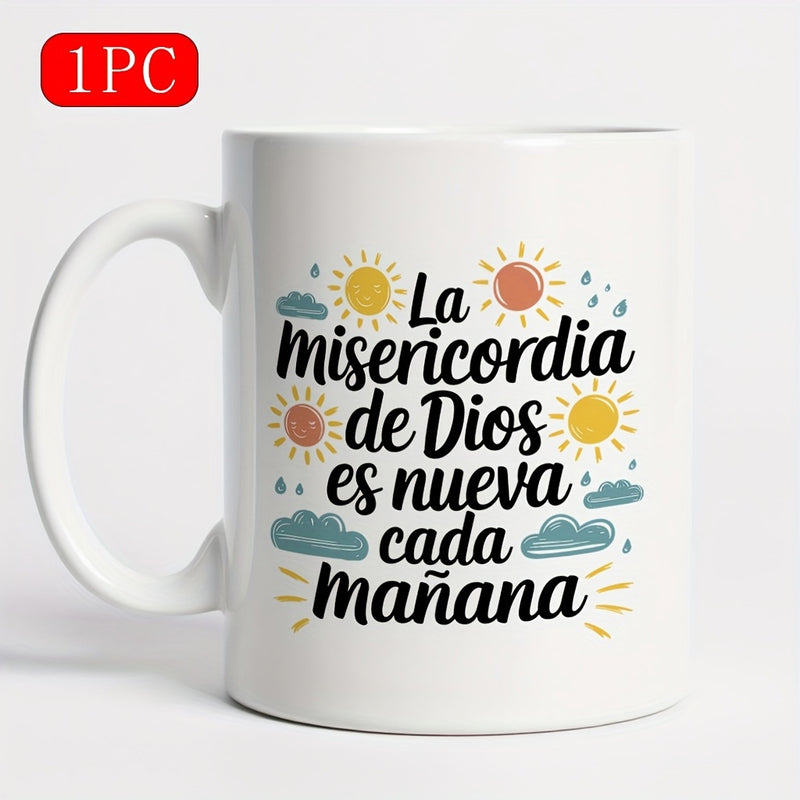 Tailorly White Ceramic 11 oz Mug - Bright Colorful Suns Surrounded By Whimsical Clouds And Tiny Raindrops Sun