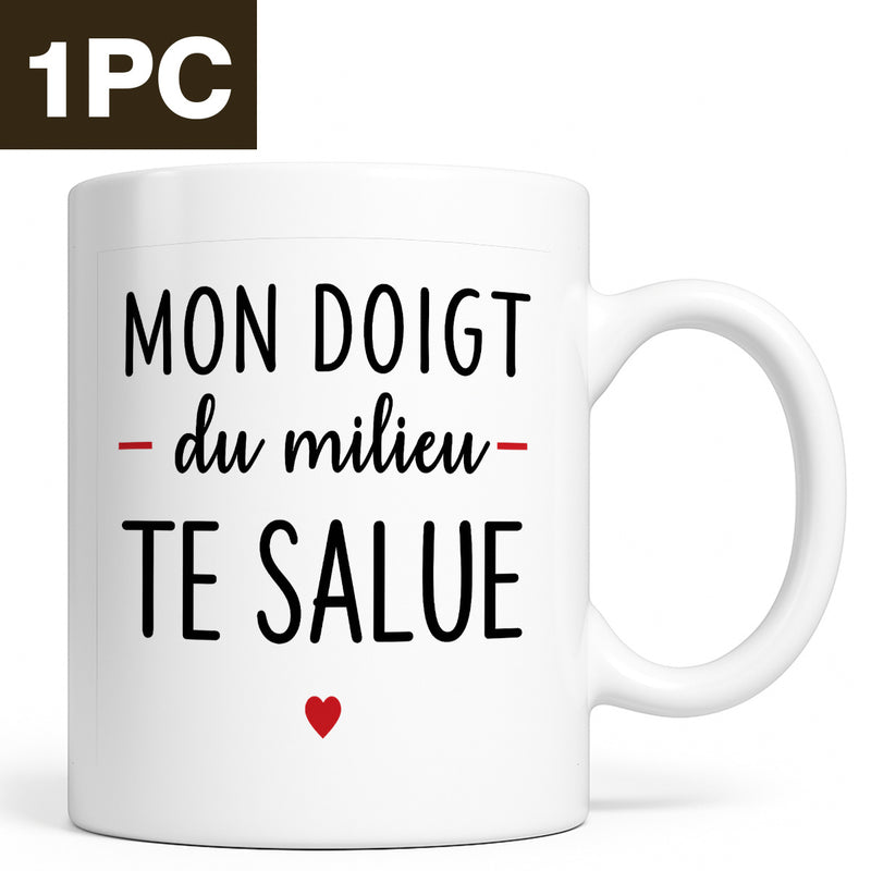 Tailorly White Ceramic 11 oz Mug - Clean Featuring A Small Vibrant Symbolic Red Heart