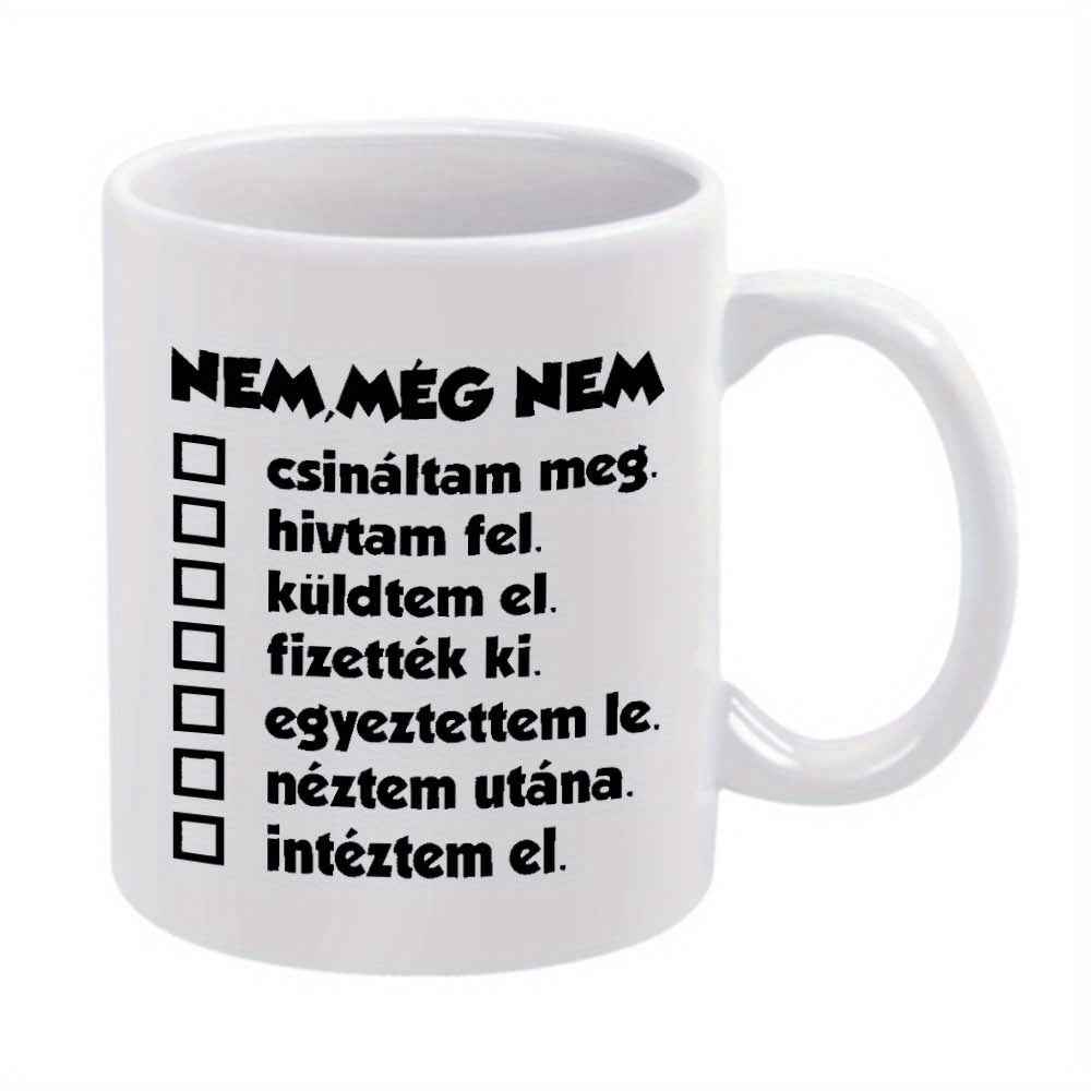 Tailorly White Ceramic 11 oz Mug - Minimalist Modern Design Featuring Multiple Empty Squares And Playful Phrases Checklist