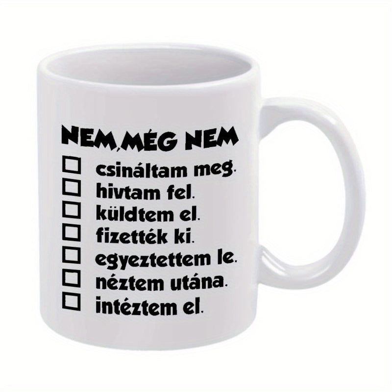 Tailorly White Ceramic 11 oz Mug - Minimalist Modern Design Featuring Multiple Empty Squares And Playful Phrases Checklist