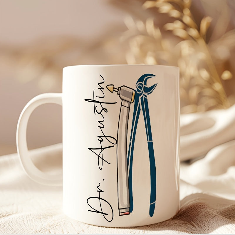 Tailorly White Ceramic 11 oz Mug - Dr Agustin Professional Medical Dental Tools With Precision Drill And Forceps Handpiece