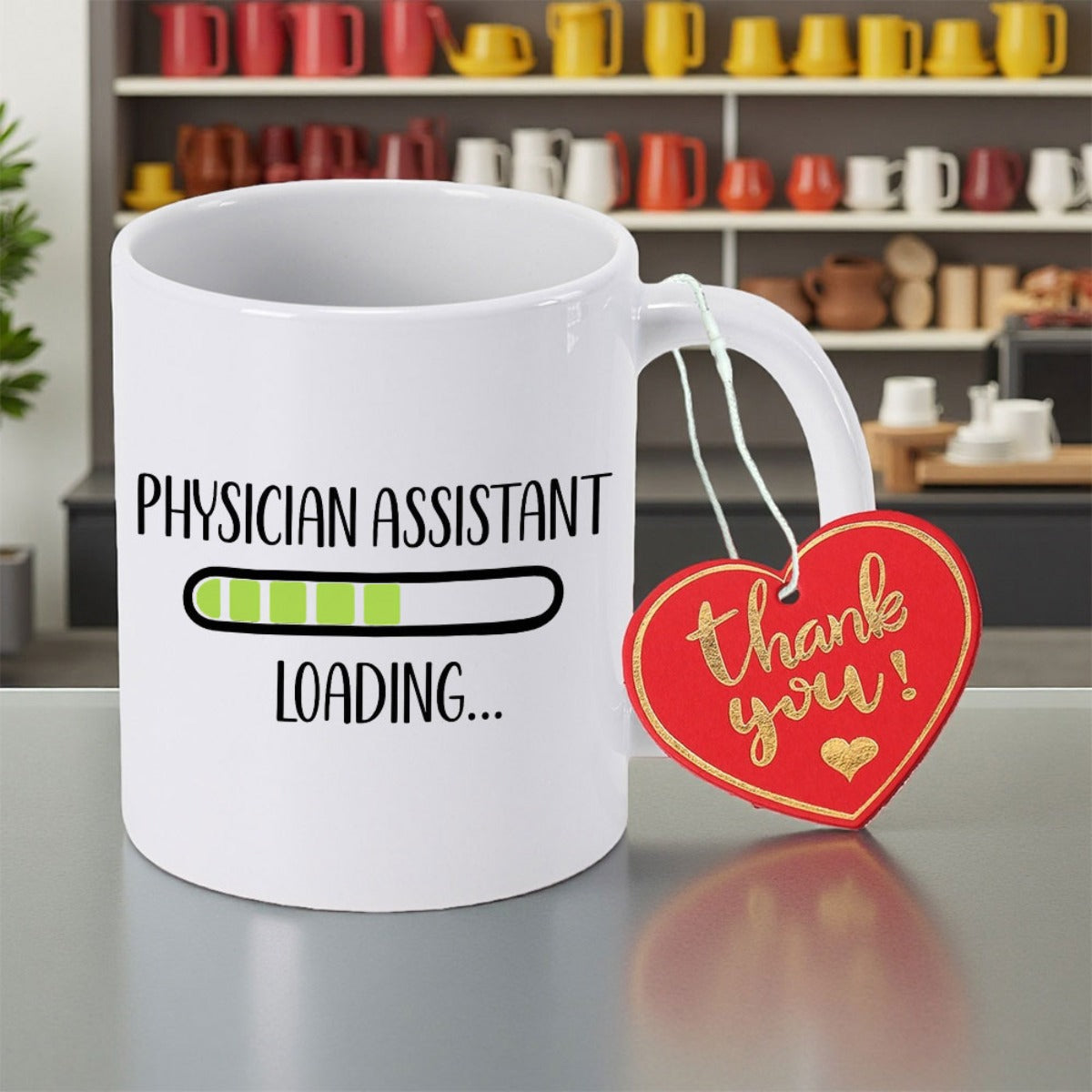 Tailorly White Ceramic 11 oz Mug - Physician Assistant Loading Simple White Ceramic Cup With Creative Green Progress Loading Bar Mug