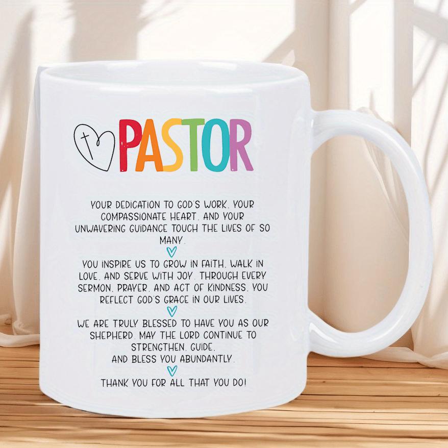 Tailorly White Ceramic 11 oz Mug - Pastor Thank You For All That You Do Vibrant Colorful Letters With Hand Drawn Heart Symbol Mug
