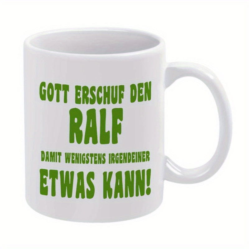 Tailorly White Ceramic 11 oz Mug - Vibrant Bold Green Text Typography Printed On A Clean
