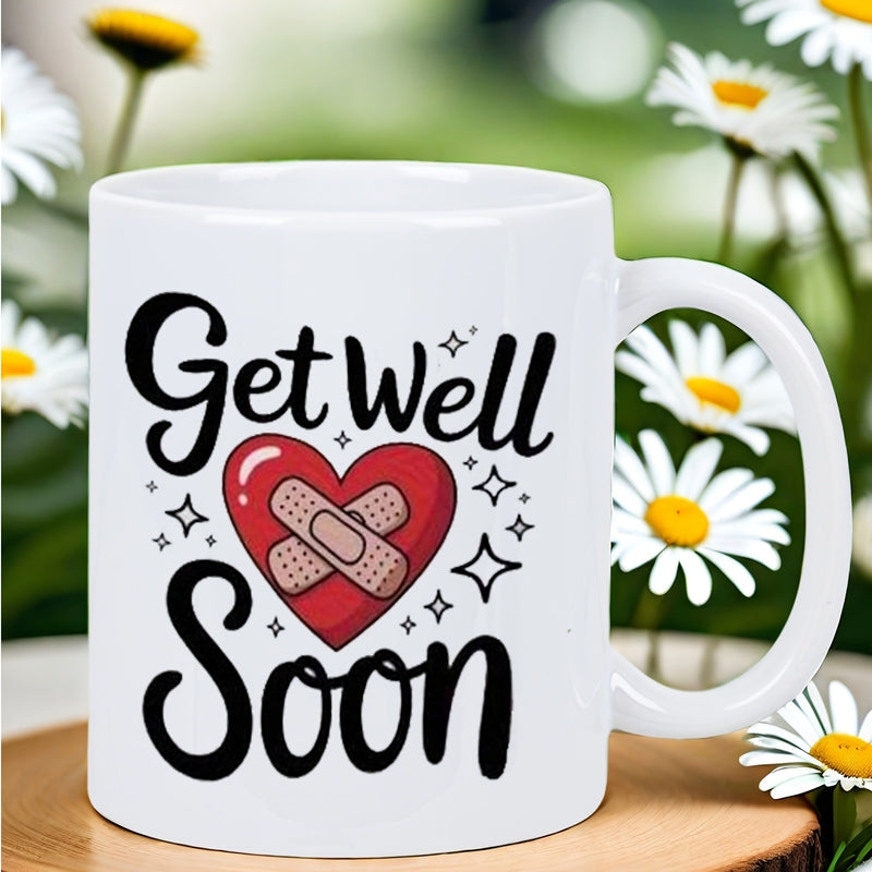 Tailorly White Ceramic 11 oz Mug - Get Well Soon Healing Heart With Bandages And Sparkles Set Against White Background Mug