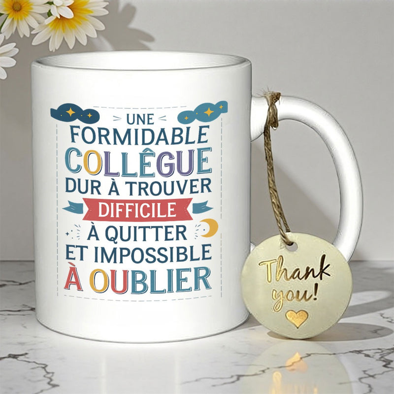 Tailorly White Ceramic 11 oz Mug - Thank You Pure With Decorative French Typographic Print Mug