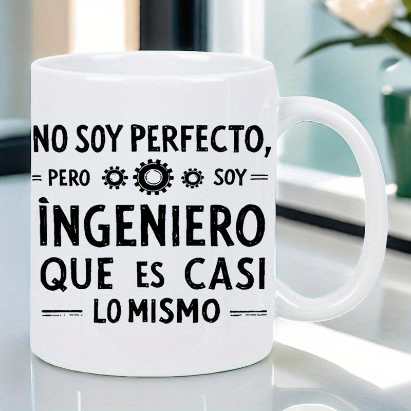 Tailorly White Ceramic 11 oz Mug - Industrial Mechanical Cogs With Simple Horizontal Lines And Bold Minimalist Gear