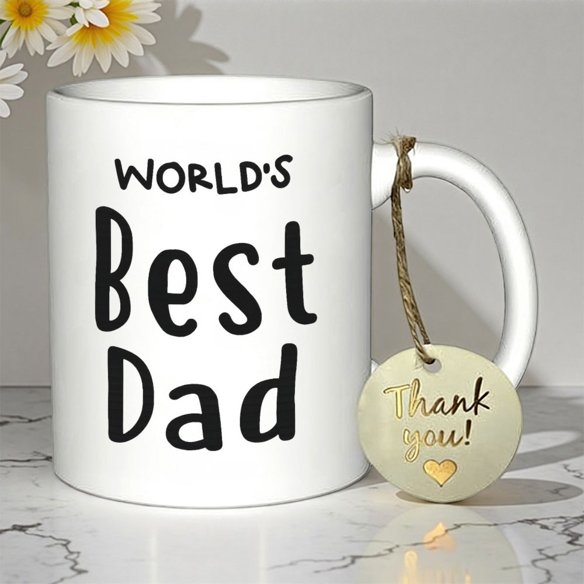 Tailorly White Ceramic 11 oz Mug - World's Best Dad Minimalist White Ceramic With Bold Black Typography Celebrating Fatherhood Appreciation Classic Mug