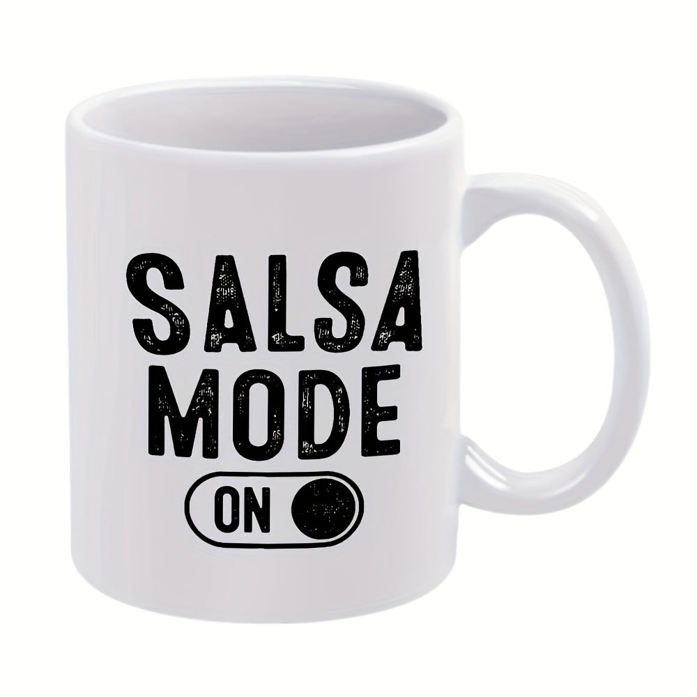 Tailorly White Ceramic 11 oz Mug - Salsa Mode On Bold Distressed Black Lettering With A Decorative Toggle Switch Icon Mug