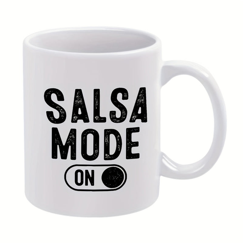 Tailorly White Ceramic 11 oz Mug - Salsa Mode On Bold Distressed Black Lettering With A Decorative Toggle Switch Icon Mug