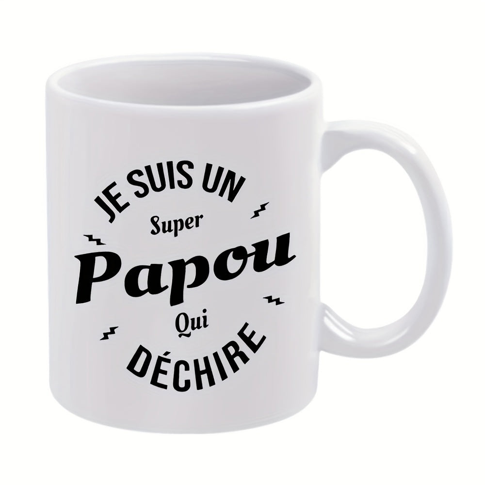 Tailorly White Ceramic 11 oz Mug - Minimalist Black Typography With Small Lightning Bolts Surrounding Bold Centered Mug