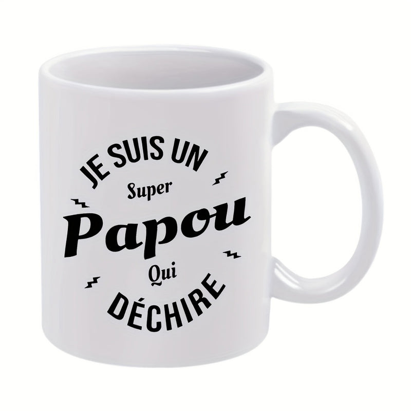 Tailorly White Ceramic 11 oz Mug - Minimalist Black Typography With Small Lightning Bolts Surrounding Bold Centered Mug