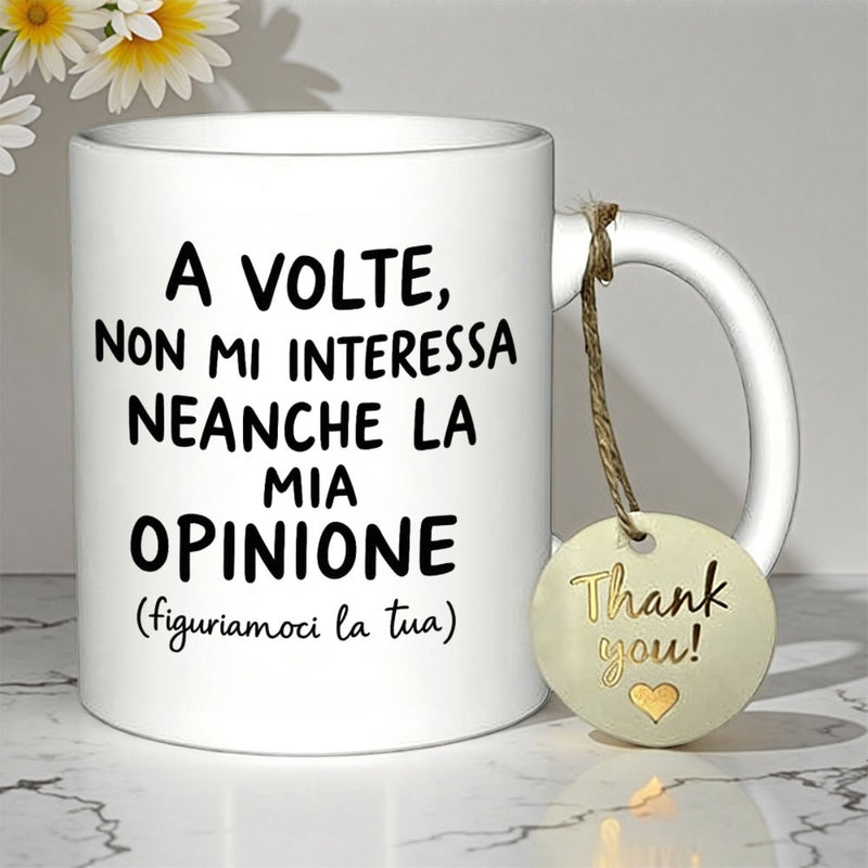 Tailorly White Ceramic 11 oz Mug - Thank You Minimalist Featuring Bold Black Text And Small Heart Tag Mug