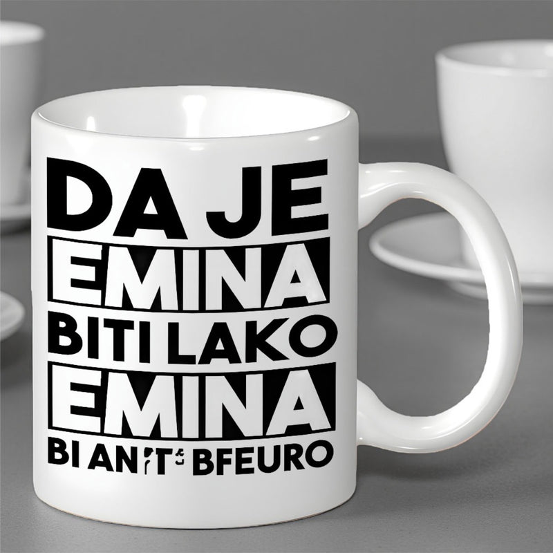 Tailorly White Ceramic 11 oz Mug - Minimalist White Ceramic Vessel With Bold Black Typographic Block Design Mug