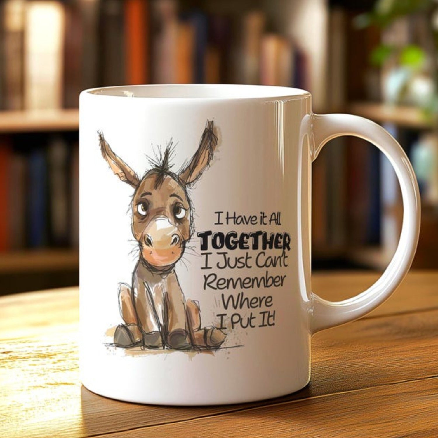 Tailorly White Ceramic 11 oz Mug - I Have It All Together I Just Cant Remember Where I Put It Adorable Watercolor Style Sitting Animal With Large Expressive Eyes