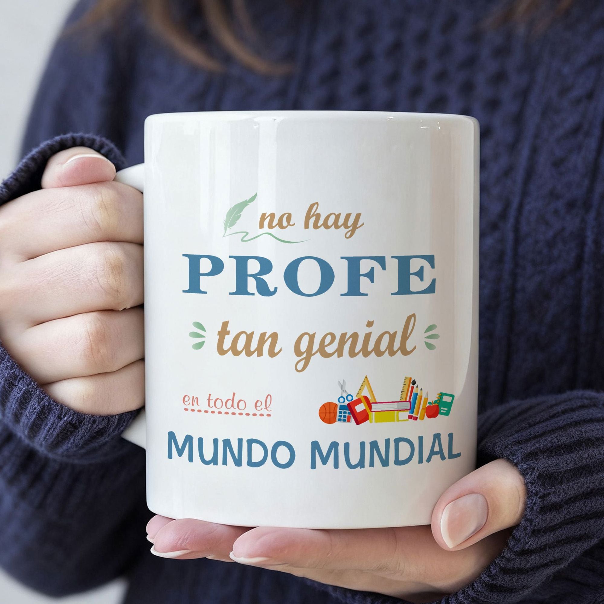 Tailorly White Ceramic 11 oz Mug - Featuring Colorful School Stationery Under Minimalist Decorative Elements Mug