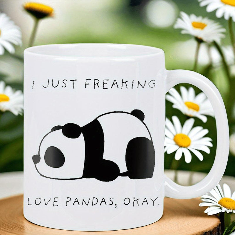 Tailorly White Ceramic 11 oz Mug - I Just Freaking Love Pandas Okay Adorable Sleeping Minimalist Black And White Cuddly Lazy Wildlife Animal Panda