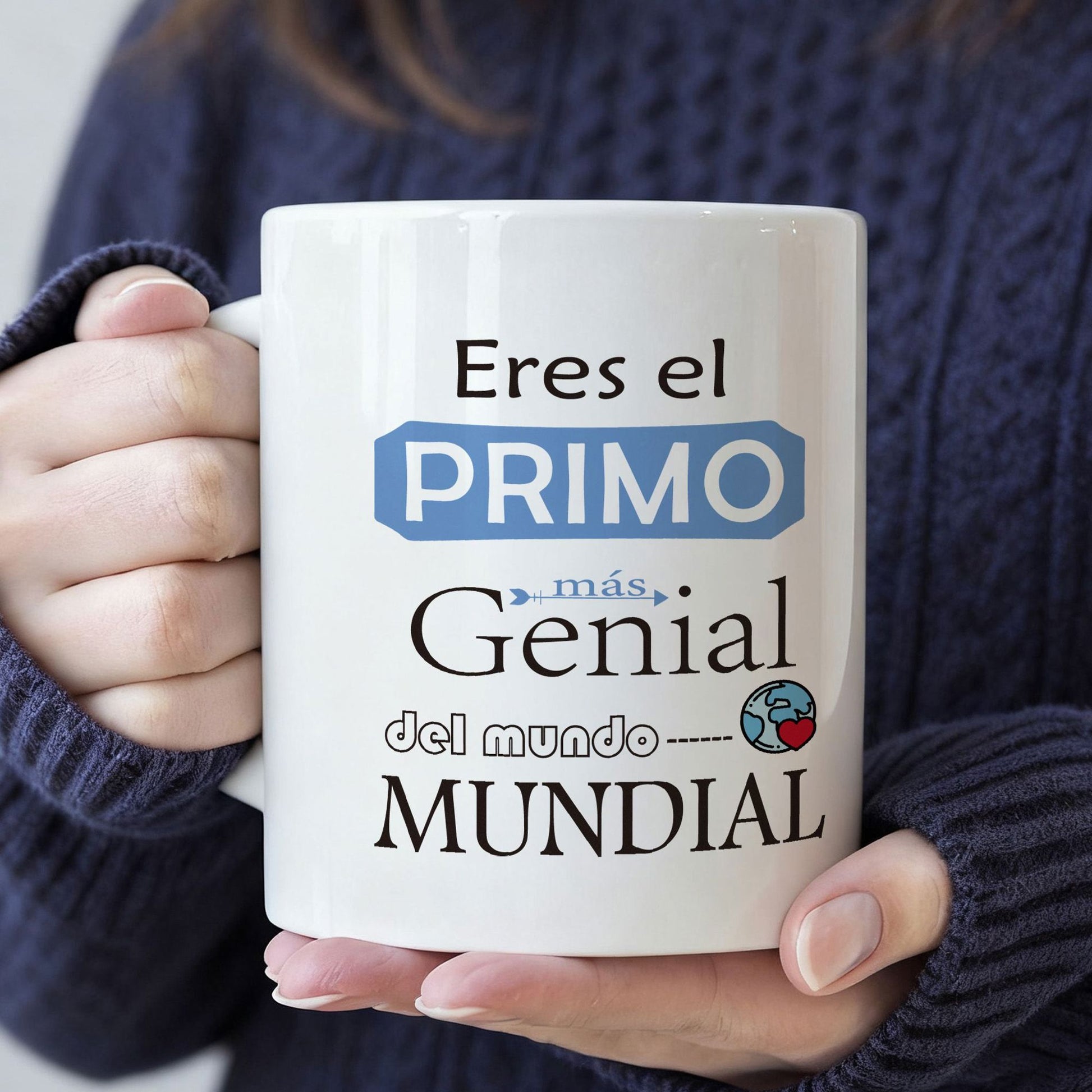 Tailorly White Ceramic 11 oz Mug - Minimalist Smooth Surface Featuring Blue Label And Various Stylized Lettering Mug