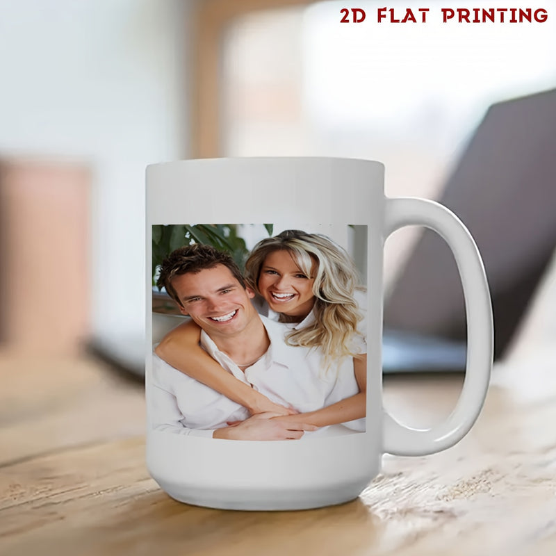 Tailorly White Ceramic 11 oz Mug - Happy Smiling Couple Embracing Each Other With Pure Joyful Expressions Couple
