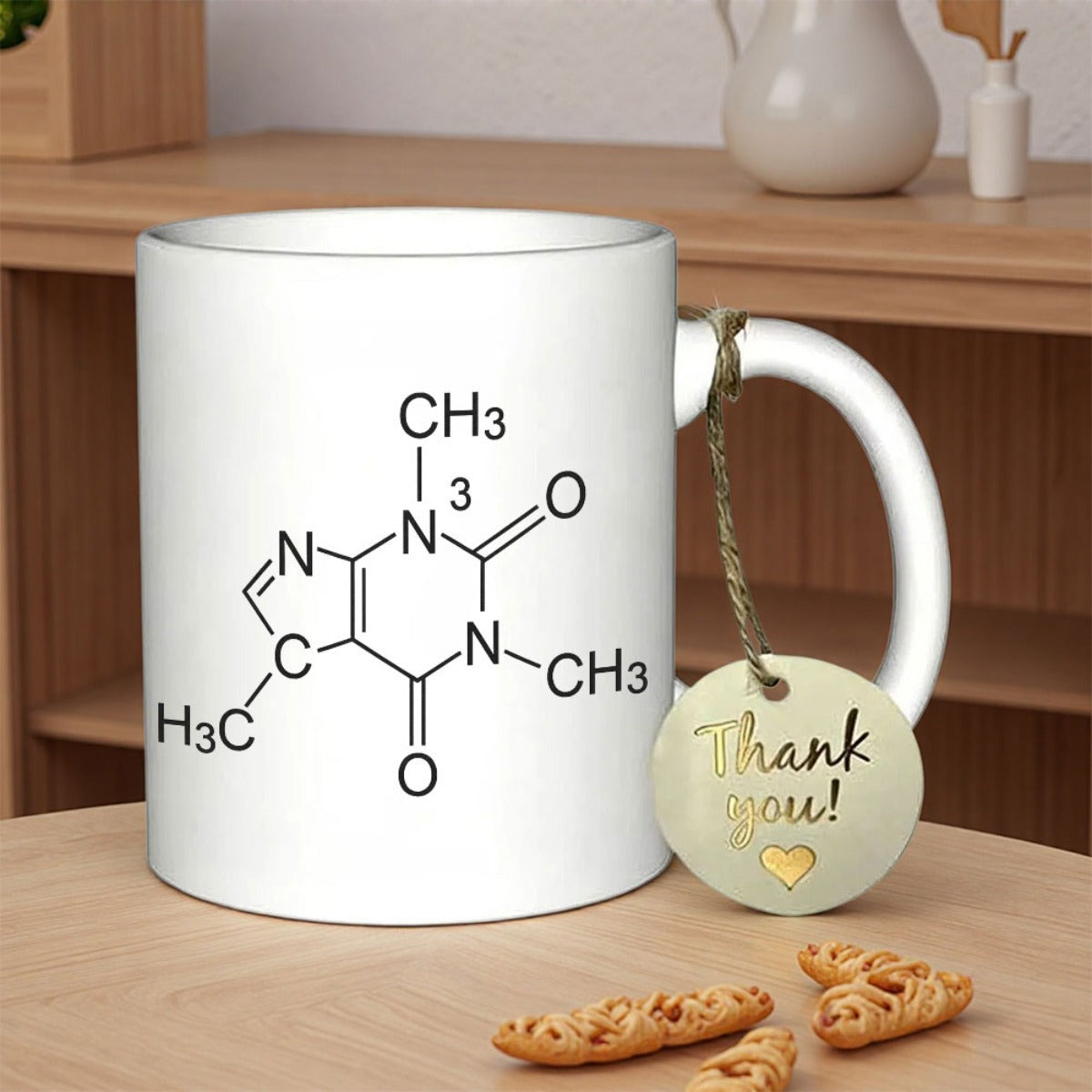 Tailorly White Ceramic 11 oz Mug - Scientific Molecular Structure Diagram Displayed On A Minimalist Ceramic White Molecule