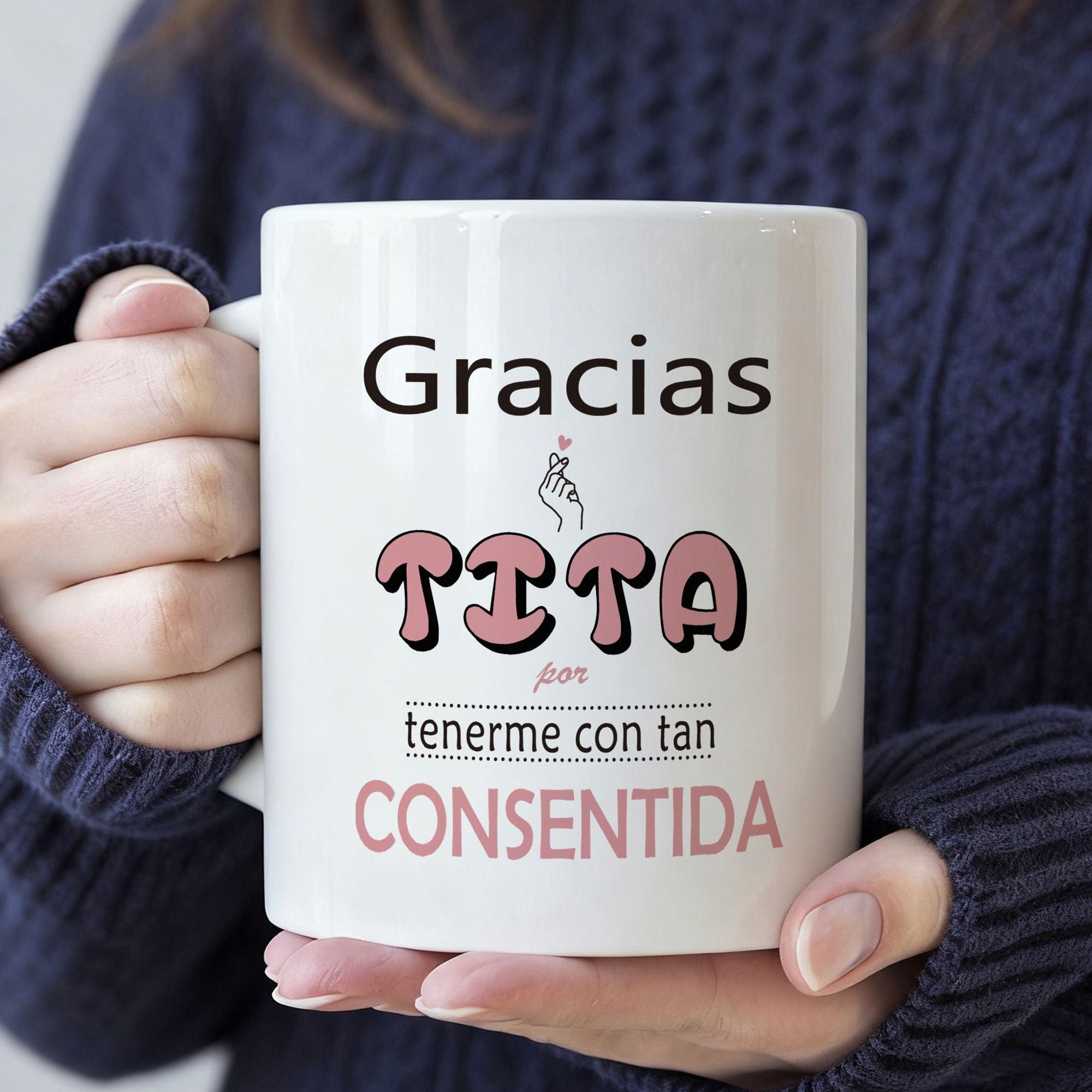Tailorly White Ceramic 11 oz Mug - Ceramic Vessel With Minimalist Line Art And Pink Stylized Bold Lettering Mug