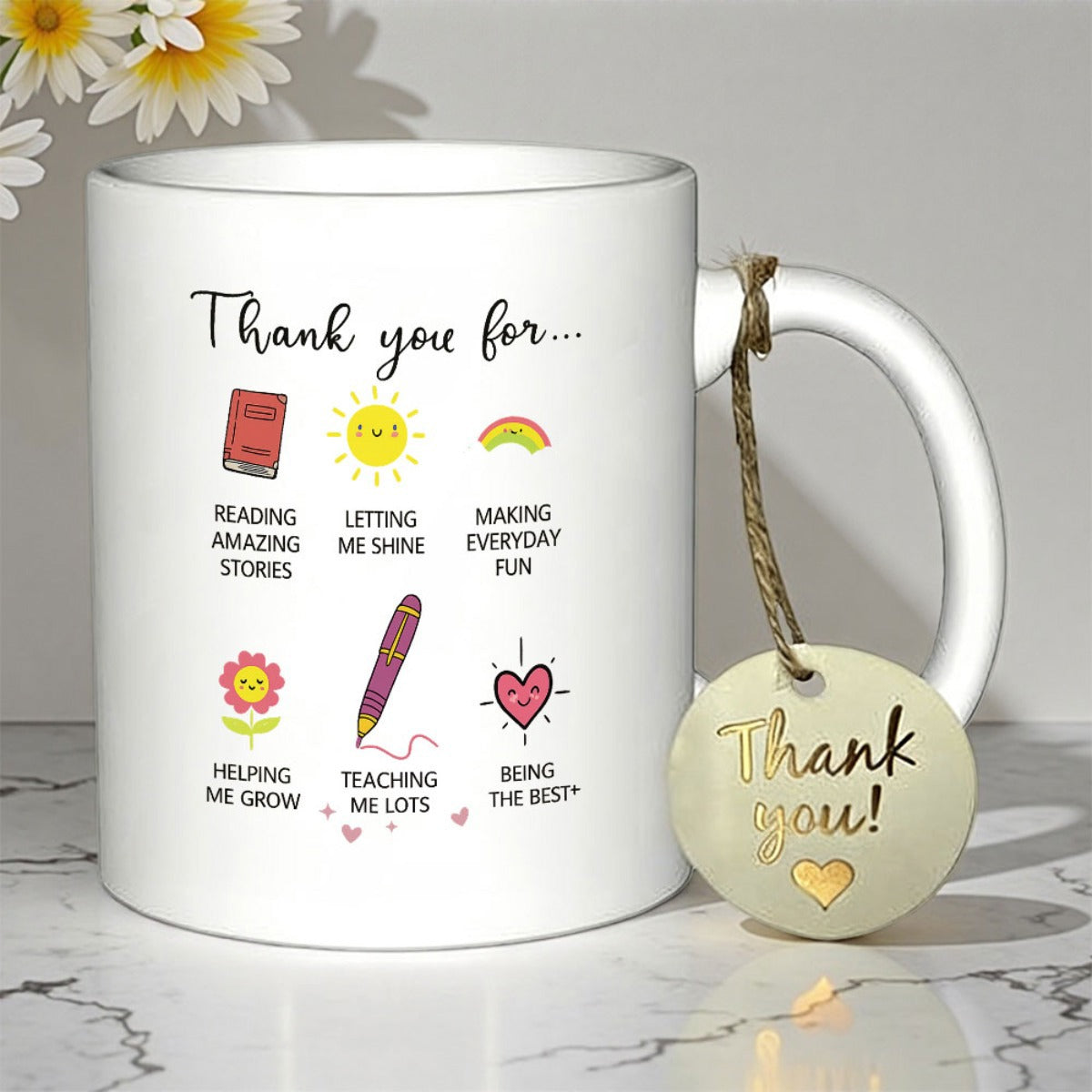 Tailorly White Ceramic 11 oz Mug - Thank You For Reading Amazing Stories Letting Me Shine Making Everyday Fun Helping Me Grow Teaching Me Lots Being The Best