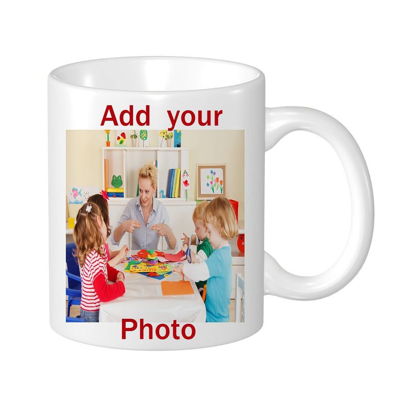 Tailorly White Ceramic 11 oz Mug - Add Your Photo Children And Teacher Playing Together In A Bright Classroom Setting Mug