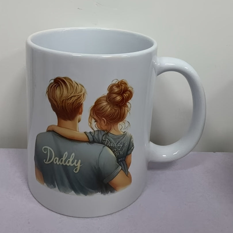Tailorly White Ceramic 11 oz Mug - Daddy Heartwarming Father Holding Small Child During Tender Sweet Shared Moment Father