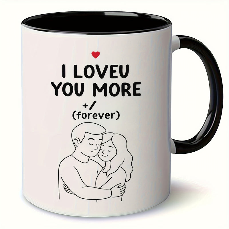Tailorly Black Accent 11 oz Mug - item picture 1pc 11oz romantic couple ceramic coffee mug tea cup a cup mug printed with i forever design perfect gift