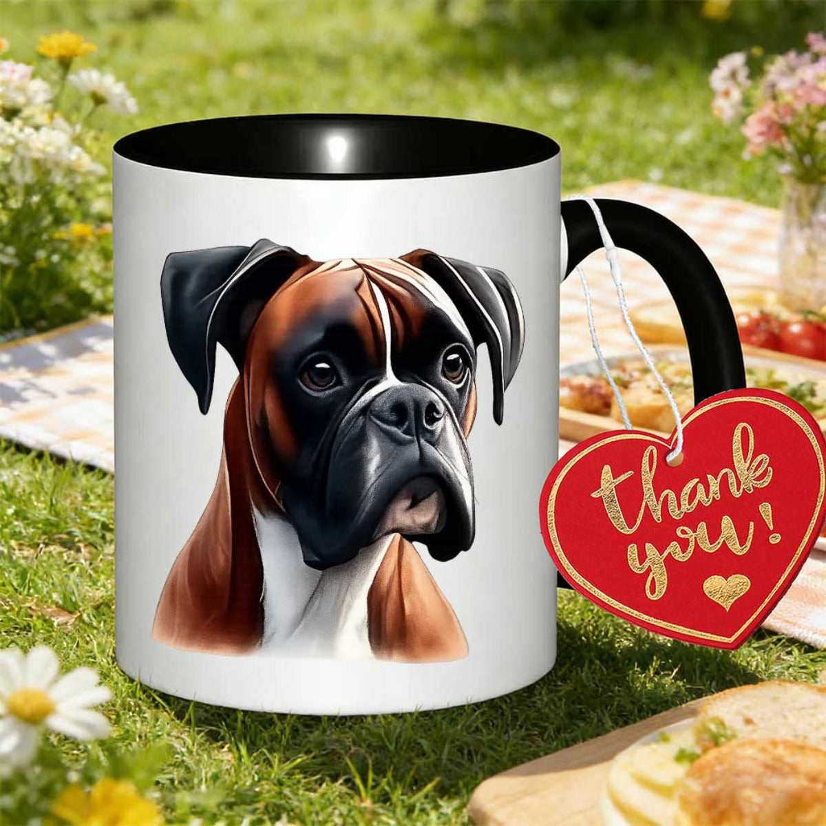 Tailorly Black Accent 11 oz Mug - boxer illustration