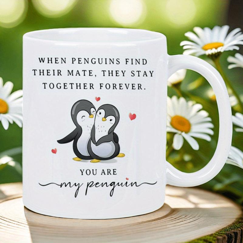 Tailorly Black Accent 11 oz Mug - cute penguin couple