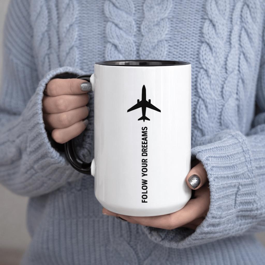 Tailorly Black Accent 11 oz Mug - item picture 1pc airplane mug 11oz printed ceramic mug white microwave safe seasonal holiday print abstract ideal