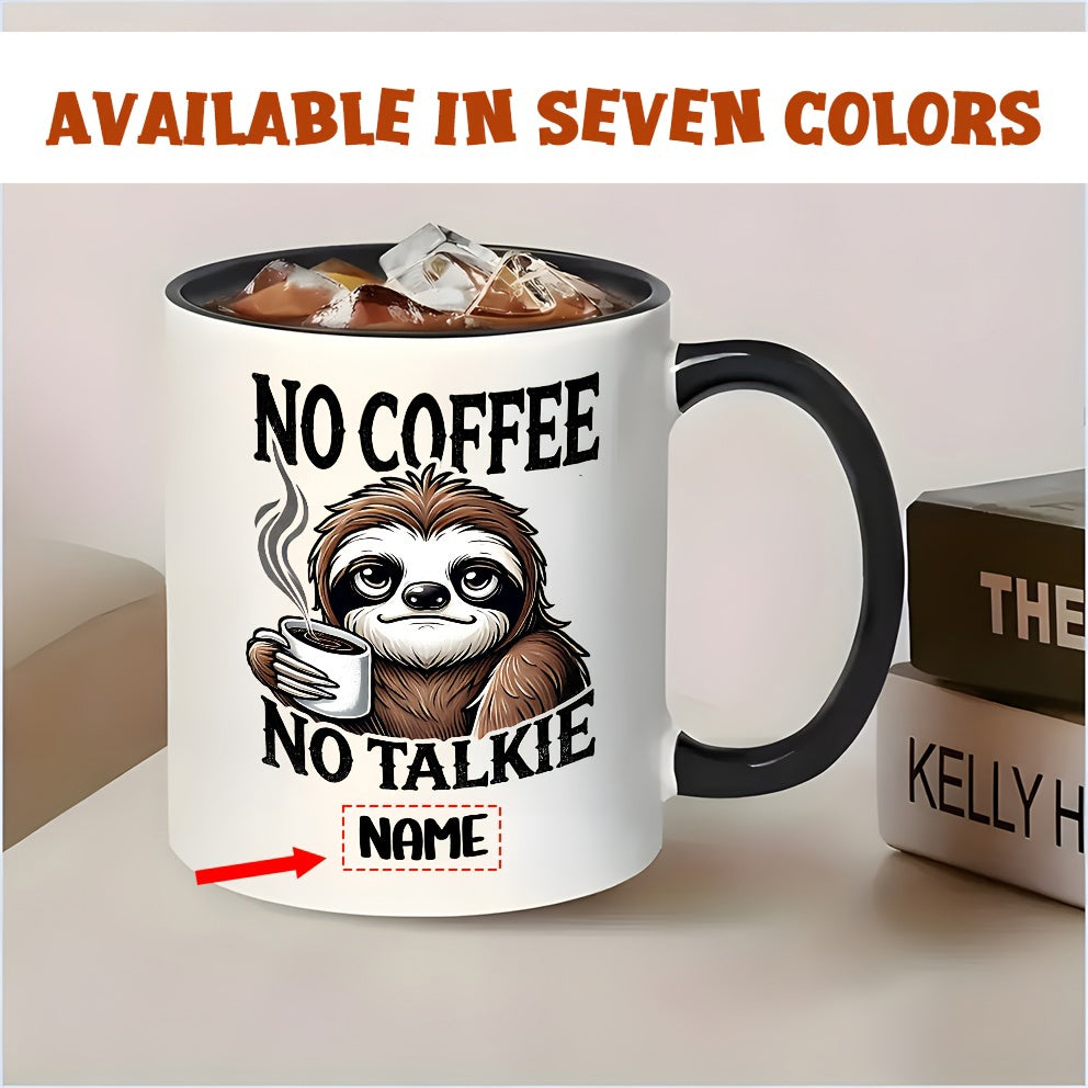 Tailorly Black Accent 11 oz Mug - sloth coffee mug engraved name non slip handle dishwasher safe microwave safe ceramic ideal for coffee