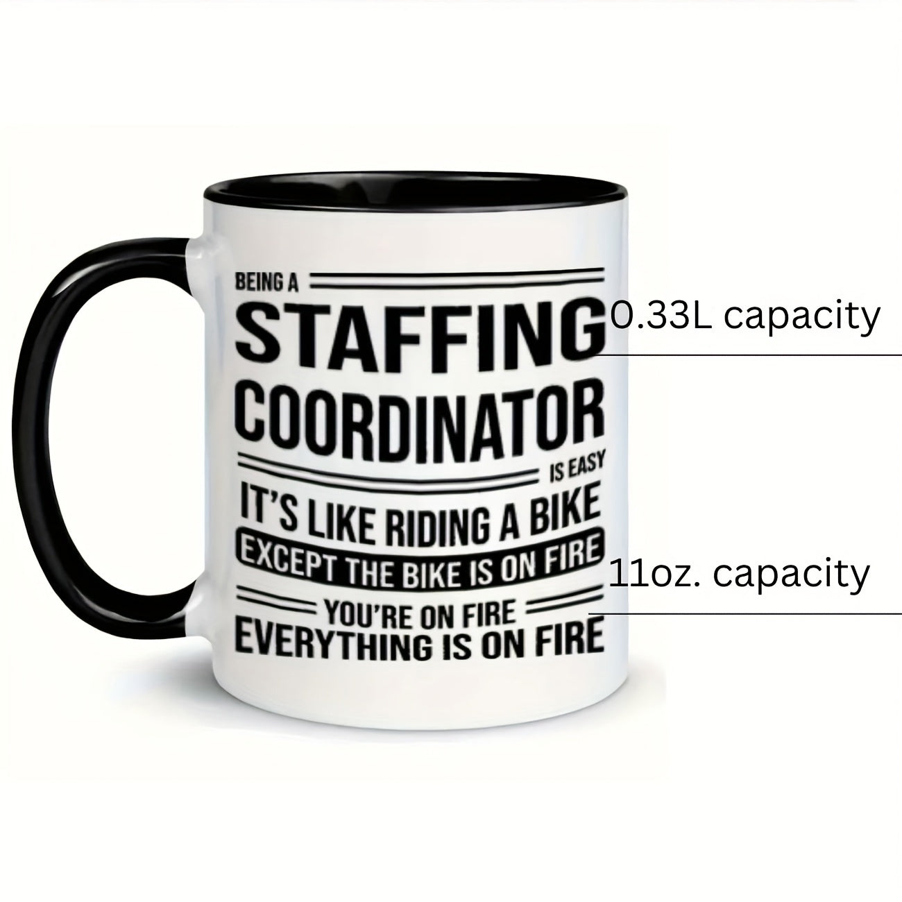 Tailorly Black Accent 11 oz Mug - item picture 1pc 11oz ceramic coffee mug for restaurants and businesses suitable for any season great present for