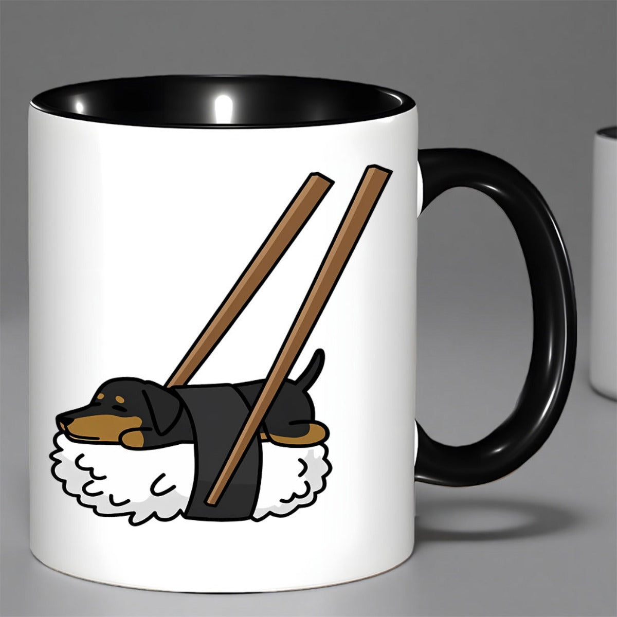 Tailorly Black Accent 11 oz Mug - cartoon dachshund