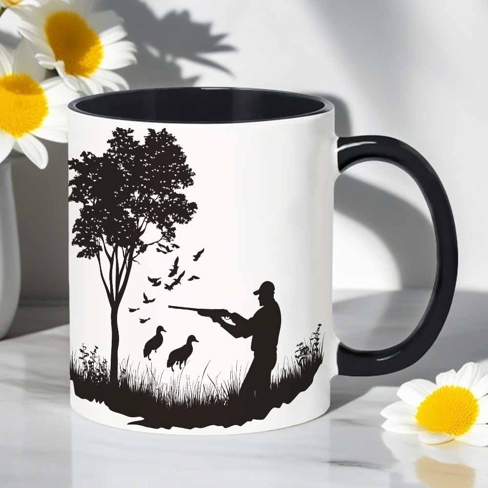 Tailorly Black Accent 11 oz Mug - birds in flight