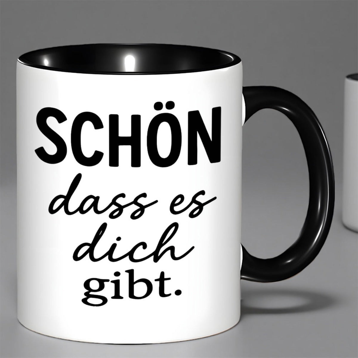 Tailorly Black Accent 11 oz Mug - german design with text "sch n dass es dich gibt"