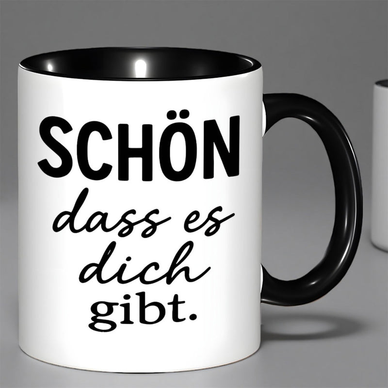 Tailorly Black Accent 11 oz Mug - german design with text "sch n dass es dich gibt"