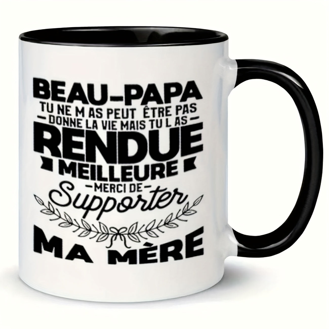 Tailorly Black Accent 11 oz Mug - papa and rendue with elegant floral