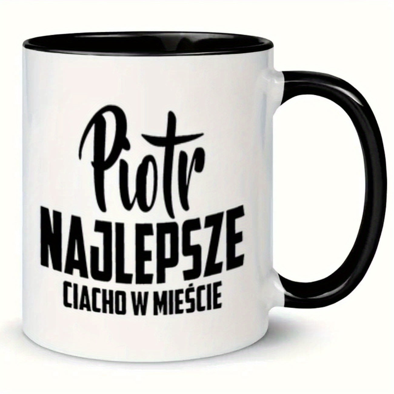 Tailorly Black Accent 11 oz Mug - black lettering polish text piotr nalepsez