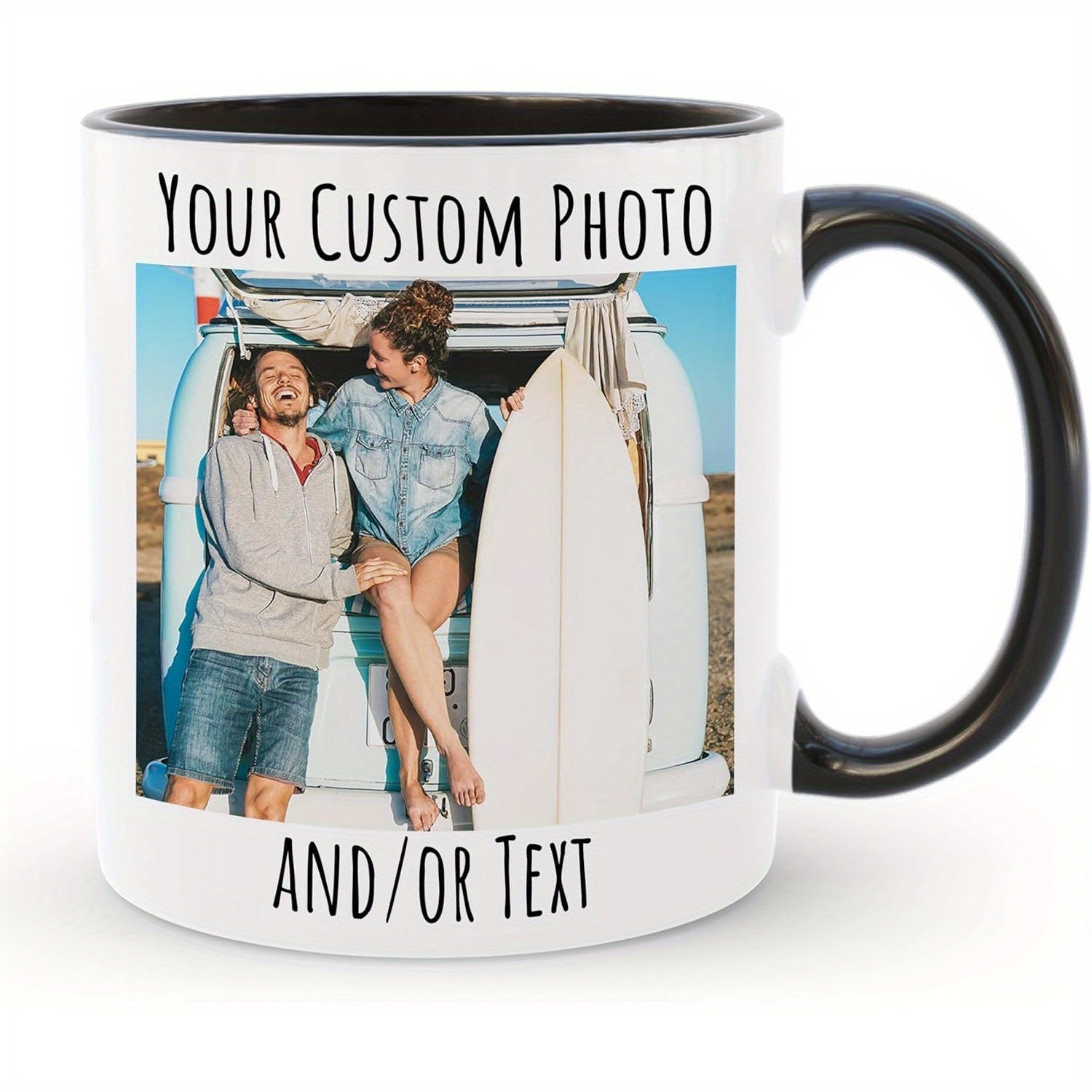 Tailorly Black Accent 11 oz Mug - customizable photo and text