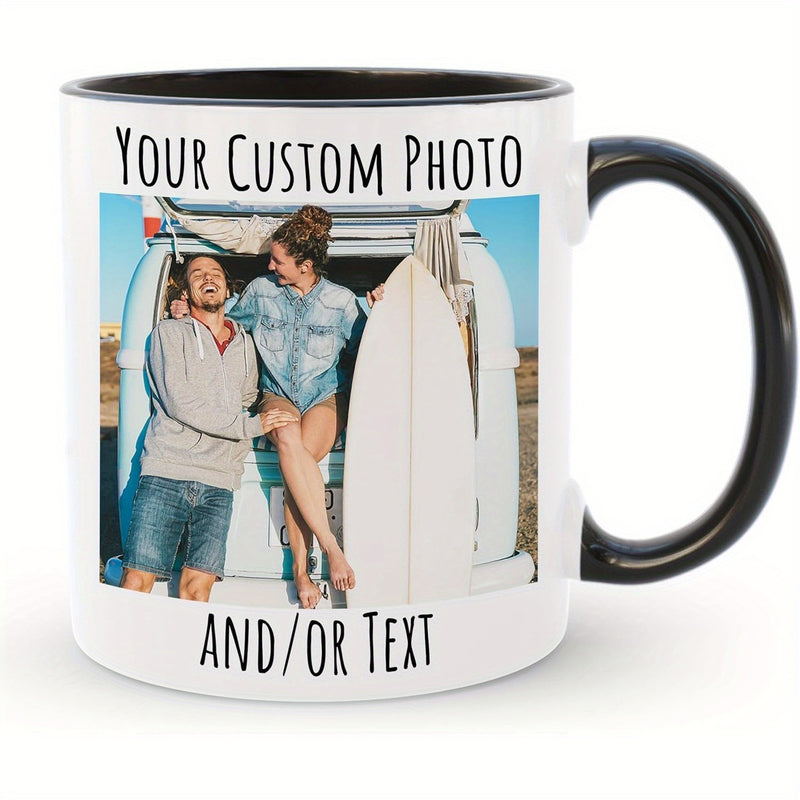Tailorly Black Accent 11 oz Mug - customizable photo and text