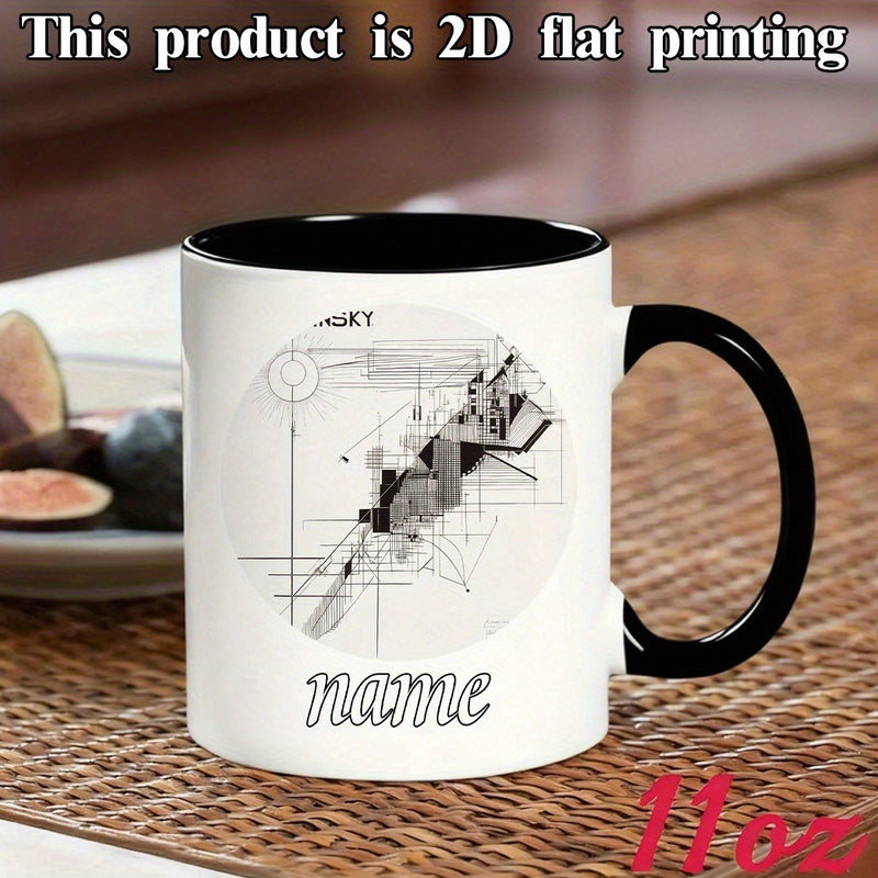 Tailorly Black Accent 11 oz Mug - white gray building blueprint