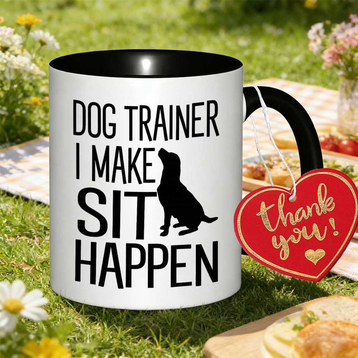 Tailorly Black Accent 11 oz Mug - a dog sitting