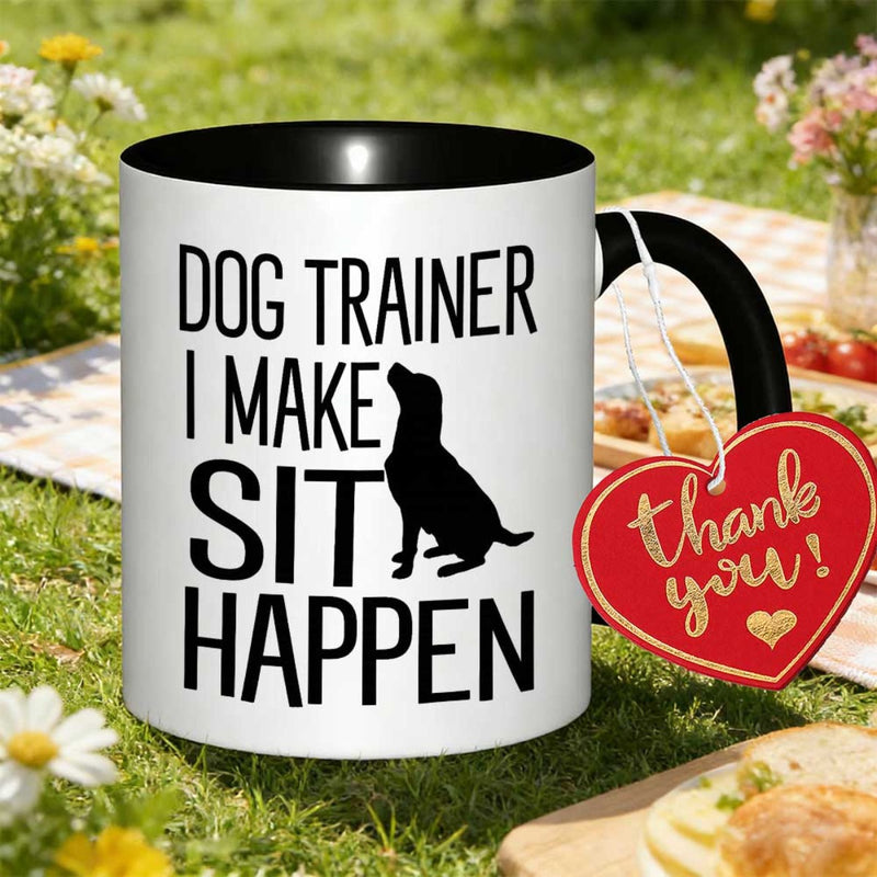 Tailorly Black Accent 11 oz Mug - a dog sitting