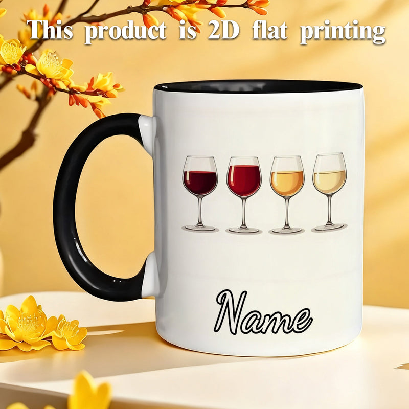 Tailorly Black Accent 11 oz Mug - item picture 1pc customizable text wine glass cute durable 11oz cartoon anime durable ceramic name