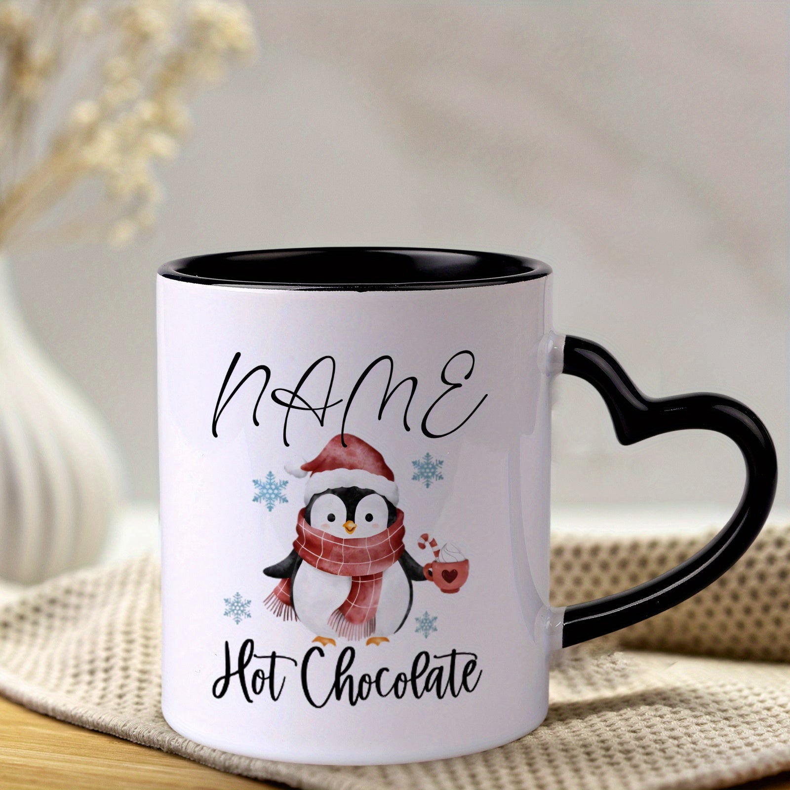 Tailorly Black Accent 11 oz Mug - heart shaped handle